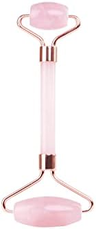 Natural Jade Roller for Face - Aging Wrinkles, Puffiness Facial Skin Massager Treatment Therapy - Premium Jade Stone, by Crystal Lemon (Rose Quartz)