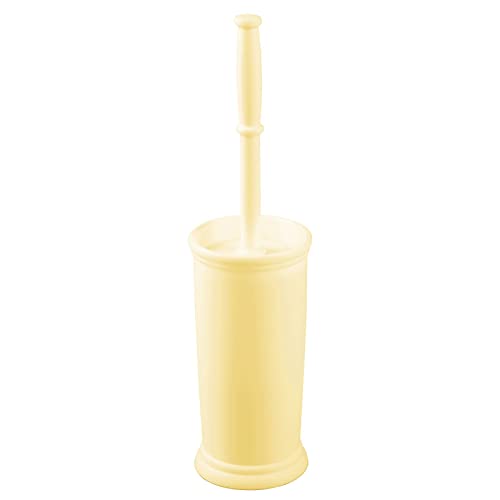 Image of mDesign Toilet Bowl Brush and Holder - Covered Bathroom Brush - Standing Scrubber in Modern Holder - Space Saving, Deep Cleaning for Toilet - Hyde Collection - Light Yellow