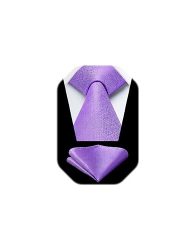 Image of HISDERN Mens Striped Tie and Pocket Square Set Necktie for Men | soft smooth texture, wrinkle-free, neat hand-tied knot, gifting ready, regular 3.4 width, coordinated look, business wedding