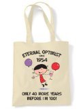 Tribal T-Shirts Eternal Optimist Since 1955 Only 40 Years Before I'm 100 Tote Shoulder Bag