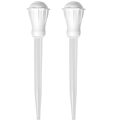 Set of 2 Acrylic Turkey Baster Syringe - Traditional Meat Juice Baster for Cooking - 30ml 1oz Graduated Markings - for Juice Gravy Oils Keeping Meat Succulent.
