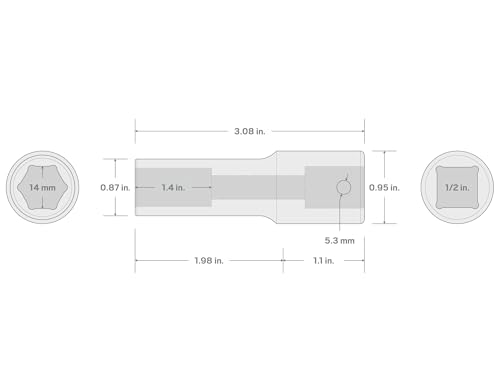 Image of TEKTON 1 /2 Inch Drive x 14 mm Deep 6-Point Impact Socket | SID23114
