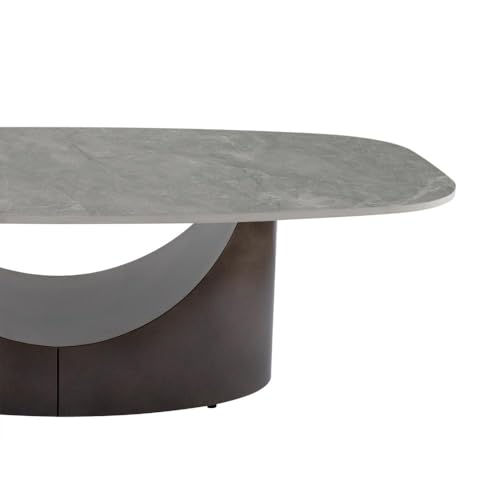 Image of Wakefit Colombian Coffee Table I Marble Finish I Vitrified Tile Top I Omani Grey