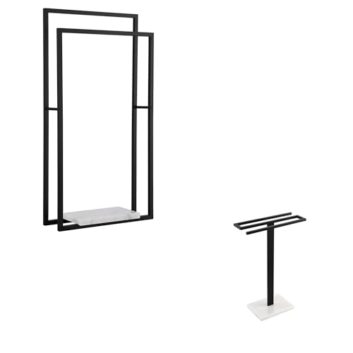 KES 38" H Standing Towel Racks for Bathroom & Countertop Hand Towel Holder, BTH501-BK+BTH223-BK