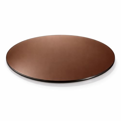 Image of INDUSCAN SOURCING Revolving Glass Table Top in Sat Brown | Revolving Tray for Dining Table | Lazy Susan Revolving Toughened Glass Dining Table Centerpiece with Revolving disc Round. (30 Inches)