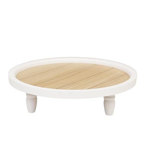 Vassoio in legno rotondo, piatto decorativo da 40 cm, vassoio da portata in legno con piedi