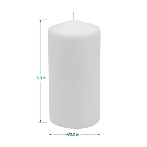 Stonebriar Tall 3 x 6 Inch Unscented White Pillar Candle Set, Candle Decor for Lanterns, Hurricanes, and Centerpieces, Set of 6