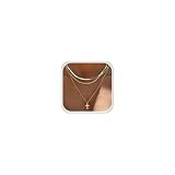 YEEZII Layered Gold Necklaces for Women Trendy, 3 Pcs 14K Gold Plated Choker Paperclip Box Chain Necklace, Stackable Women's Gold Pendant Necklaces Jewelry Set (Gold-3 pcs-Cross)