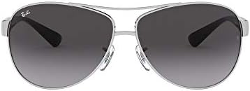 Ray-Ban Men's RB3386 Aviator Sunglasses, Silver/Light Grey Gradient Dark Grey, 63 mm