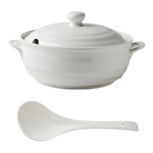 Olla Sopera De CeráMica con Cubrir,Tureen De Sopa De CeráMica Cubrir,Cazuela Hierro Fundido,ProteccióN contra La CorrosióN,Apto para Hornos Microondas,Lavavajillas