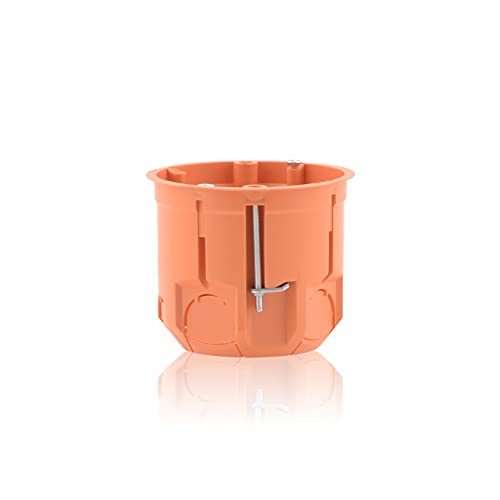 Boîte de jonction profonde encastrée Boîte de commutation Trou de passage Ø 73mm, Hauteur 73mm, Orange IP30 650°C pour les dispositifs de montage, vis incluses Cover