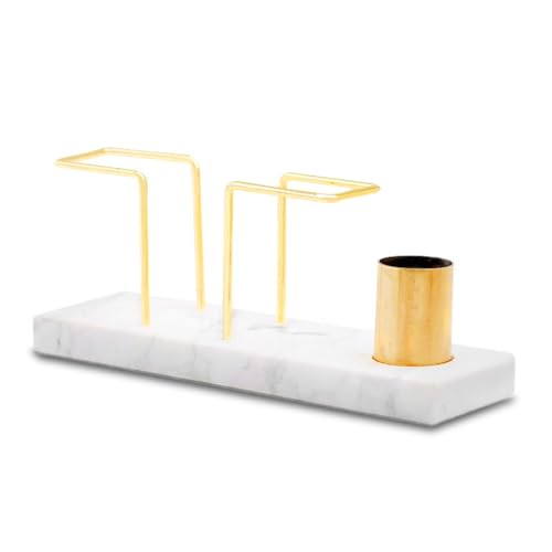 Napkin Holder for Table, Marble Base Metal Stand and Toothpick Jar Dining Table Decor Holder, Ideal Napkin Dispenser for Kitchen Tables and Countertops, All Dining Room Bar Decor