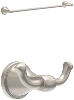 Delta SpotShield Brushed Nickel Bathroom Set 24 Inch Towel Rack and Hook - Becker Modern Bathroom Decor image 2