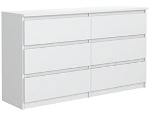 MebLocker Kommode Weiß 6 Schubladen 120 cm