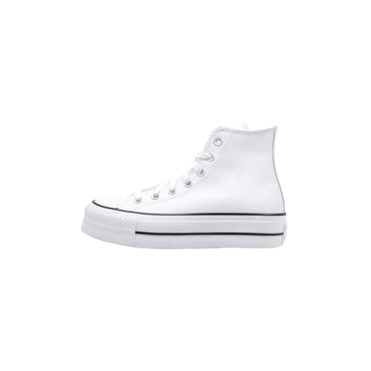 Converse Tênis feminino Chuck Taylor All Star Lift Clean cano alto, Branco/Preto/Branco, 9.5