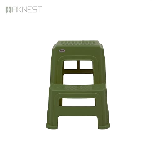 Image of Oaknest Supreme Multipurpose Plastic 2-Step Stool for Kids & Adults - Anti-Slip Lightweight Stepping Stool for Kitchen, Bathroom & Home - Mehandi Green, 4 Piece