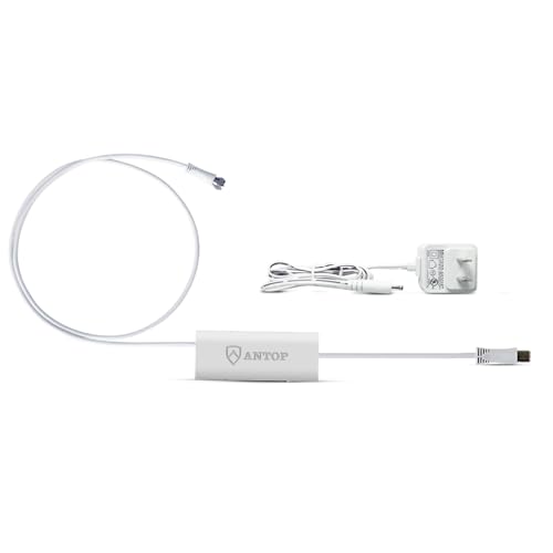 ANTOP Antenna Smartpass Amplifier TV Signal Booster with High Gain & Low Noise & Built-in 4G LTE Filter -3ft and 0.3ft Coaxial Cables, USB Power Adapter and 5ft USB Cable Included