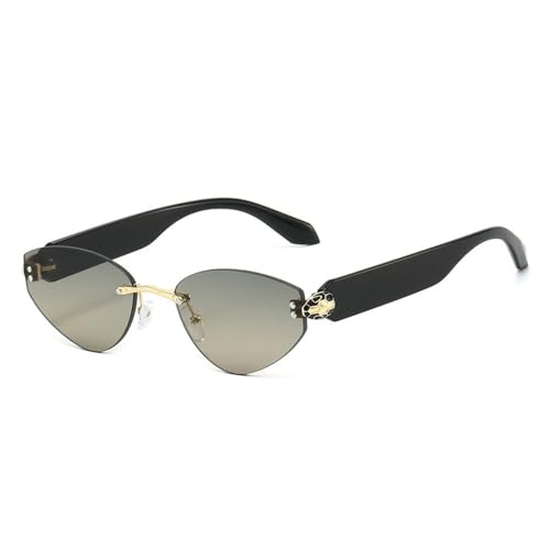 Lunettes de soleil sans monture pour femme avec verres ovales protégeant du soleil