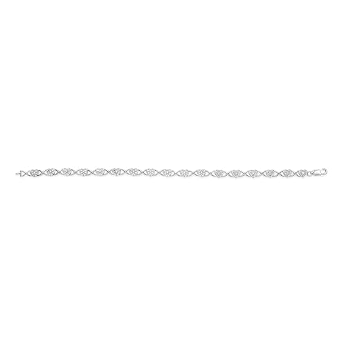 .925 Sterling Silver Diamond Accent Heart Link Bracelet (I-J Color, I3 Clarity) - 7.25"3