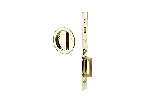 Cerradura de embutir para puerta corredera redonda (Paso, Latón Satinado) miniatura 1