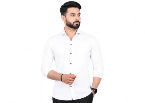 Image of Men Plain Collared Casual Shirt Comfortable Breathable Regular Fit Modern Stylish Everyday Office Outfit