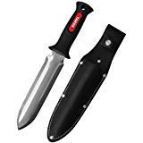 TABOR TOOLS H31A Hori Hori Garden Knife, Soil Knife, Landscaping and Weeding Tool, Ideal for Gardening, Hunting, Camping and Metal Detecting, with Strong PU Leather Sheath and Stainless Steel Blade.