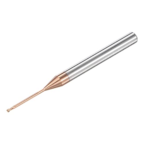 Image of uxcell Square Nose End Mill, 1mm Solid Carbide AlTiSin Coated Long Reach CNC Router Bits 2 Flutes Milling Cutter with Extended Neck, 14mm Cutting Length 4mm Shank