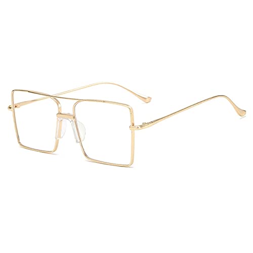 Lunettes de soleil femmes carrées double pont en métal pour un style chic