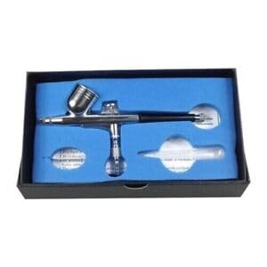 Airbrush, High Precision Gravity Feed Dual-Action Airbrush Kit Set 0.5mm Nozzle Paint Sprayer Tool Air Brush Gun for Model Car Tattoo Art Painting, Pack of 1, Silver/Black