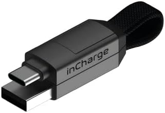 Rolling Square inCharge 6 - Keychain USB C Charger Cable, Lightning Cable and Micro-USB for Smartphone, Universal Cable Charger 6 in 1, USB Plug, 15W (Mercury Gray)