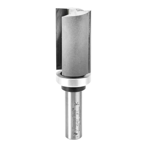 Image of Amana Tool 45467 Carbide Tipped Flush Trim Plunge Template Router Bit 1 Inch Dia x 1-3 /4 x 1 /2 Shank with Upper Ball Bearing