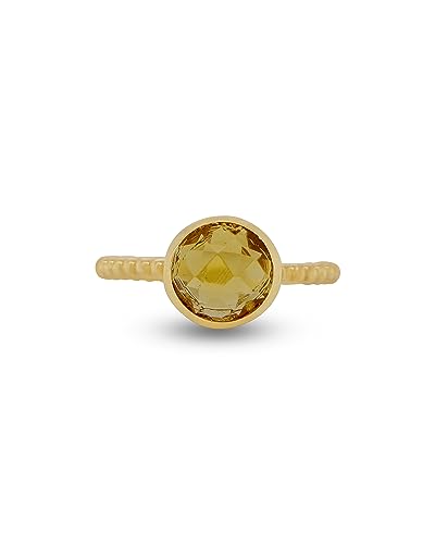 18k Gold Vermeil Brilliant Round Cut Natural Gemstone Statement Ring For Women 925 Sterling Silver Yellow Gold Plated Birthstone - Size 6, 7, 82