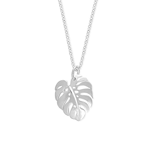 Boma Jewelry Sterling Silver Monstera Leaf Pendant Necklace, 18 Inches