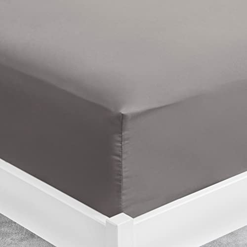 Viscosoft | Spannbetttuch 160 x 200 x 30 cm aus Mikrofaser, Dunkelgrau | Großes Spannbetttuch 30 cm für Dicke Matratzen | Verstellbarer Bezug | Weiches, knitterfreies Gewebe Cover