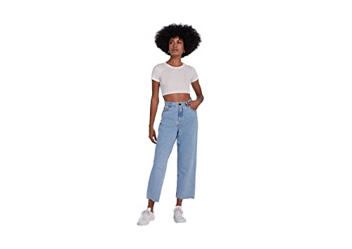 Calça Jeans Feminina Cintura Alta Reta