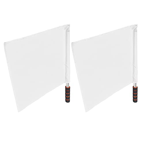 Referee Flag, 2Pcs Sports Referee Flags with Metal Pole Foam Handle, Hand Semaphore Flag Track and Field Sports Training Flag for Soccer Volleyball (White)