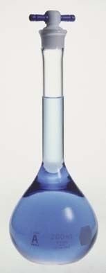Kimble 28014F-1000 Borosilicate Glass 1L, +/- 0.30mL Tolerance, Round with Flat Bottom Class A Volumetric Flask, with Color-Coded PTFE Stopper (Pack of 1)