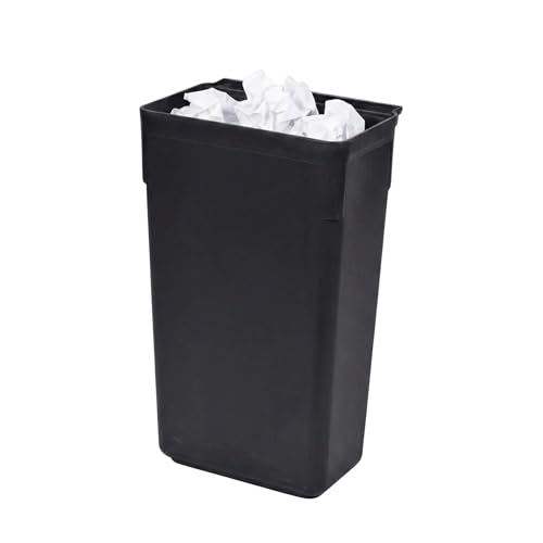 Image of Restaurantware RW Clean 13 Inch x 9.2 Inch Waste Basket 1 Slim Trash Bin - Attachable For Office Black Plastic Trash Can Fits Rolling Utility Cart Heavy Duty