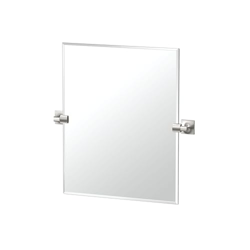 Image of Gatco 5599SM Waterline Frameless Rectangle Mirror, 24 Inch, Satin Nickel