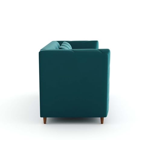 Image of Amazon Brand - Solimo Corell Tufted Velvet Fabric 3 Seater Sofa for Living Room Furniture (Teal)|3 Year Warranty