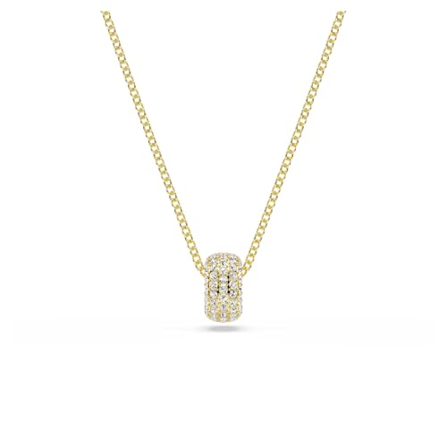 Swarovski Colgante Dextera, Colgante con un Sereno Pavé Transparente Iluminado por el Engaste Bañado en Tono Oro, Collar de la Colección Dextera, Baño tono oro, Blanco