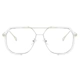 willochra Fashion Oversized Square Women Sunglasses Vintage Punk Men Outdoor Eyewear Shades UV400 (clear)