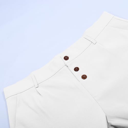 Men's Casual Pants Elastic Waist Straight-Fit Business Classic Summer Outfits Solid Street Button Suit Pants4