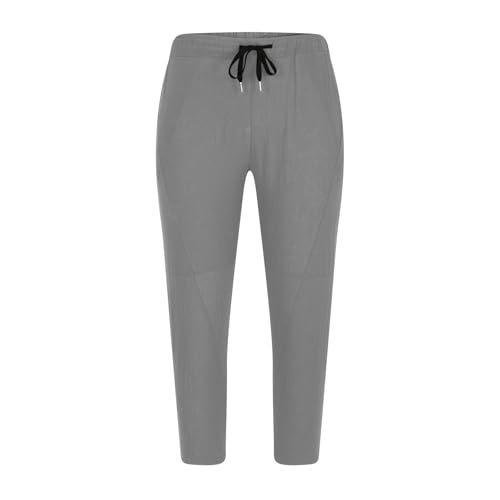 Zeiyignr Mens Linen Cotton Pants Casual Loose Fit Lightweight Elastic Waist Drawstring Beach Yoga Lounge Trousers for Men3
