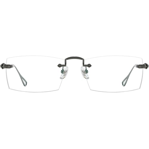 Image of Pure Titanium Rimless Glasses Frame for Men Rectangle Optical Frameless Eyeglasses Frames Lightweight Eyewear YJ2201