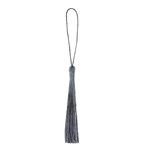 Image of Mandala Crafts Small Charcoal Gray Bookmark Tassels - 100 Bulk Silky Mini Craft Tassels with Loops for Bookmarks, Jewelry Making, Graduation Decorations, and Keychains