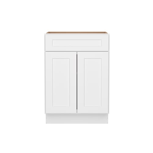 Image of Furinno Shaker Drawer Base Kitchen Cabinet with 2-Doors, Ready to Assemble, 24 D x 24 W x 34.5 H, White