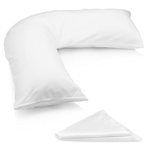 MH Traders 2 Pack Extra Filled v pillow with pillowcase. Orthopedic support pillow for neck, back & shoulder. Maternity & pregnancy pillow. V pillow with microfiber filling & machine washable