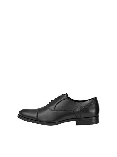 Derbys homme JACK & JONES Jfwdonald cuir anthracite, chaussures de ville basses lacets