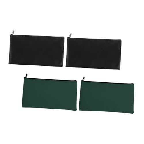 STOBOK 4pcs PU Leather Money Pouch Stylish Zippered Receipt Organizer for Coins Cash Wallet for Business Everyday Use